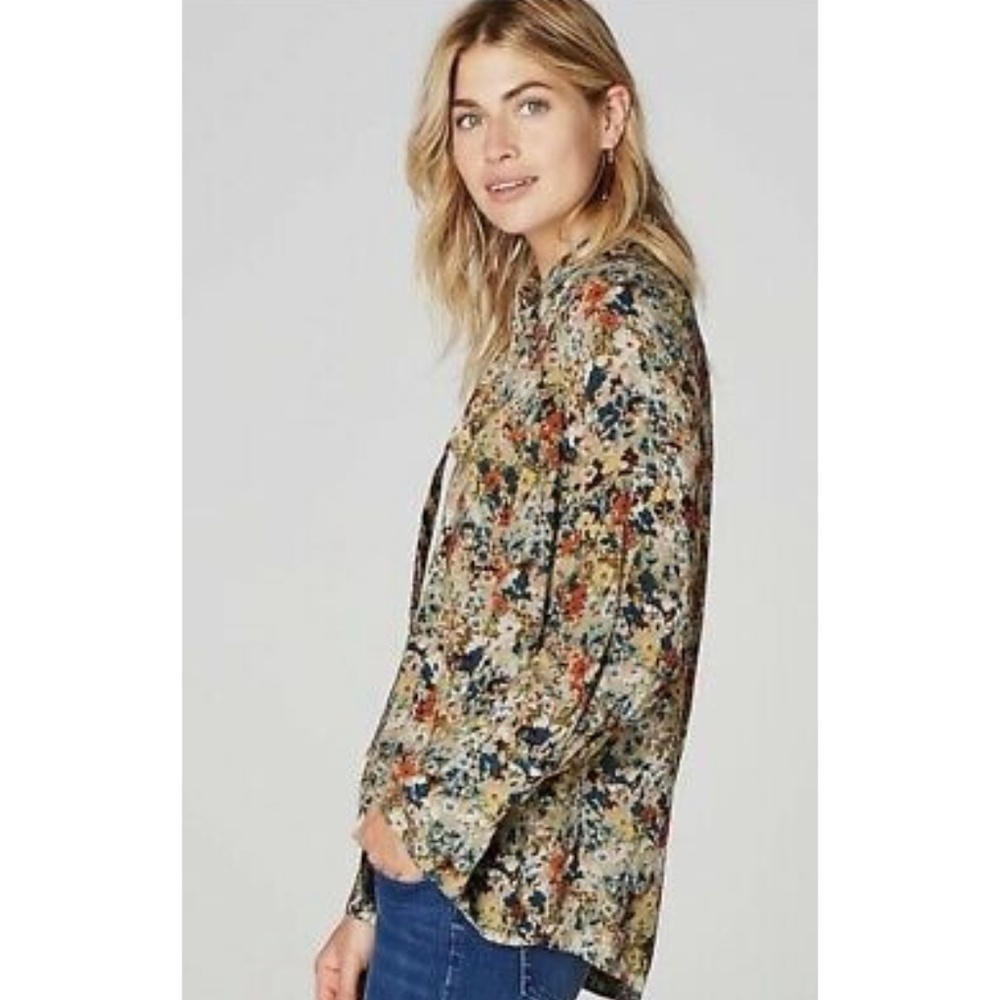 J. JILL NWOT Multi Color Floral Button Down Blouse with "Bow Strap"